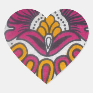 Sticker Cœur Belle Impression d'Art de Motif de Tissu Africain