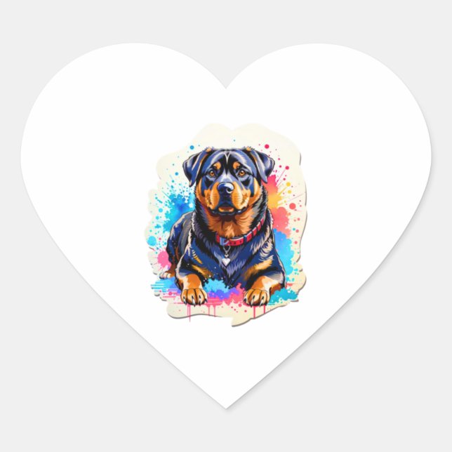Sticker Cœur Belle Rottweiler (Devant)