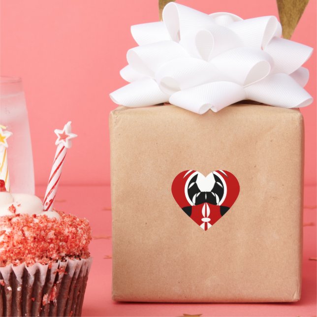 Sticker Cœur Belle Tapisserie kenyane : Drapeau kényan Papillon (Fête)