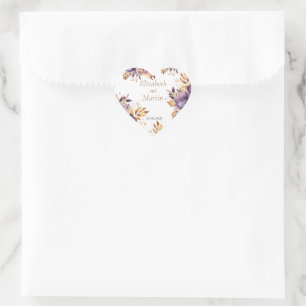 Sticker Cœur belles fleurs d'aquarelle mariage