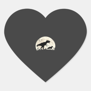 Sticker Cœur Berger Allemand Halloween Dinosaure Silhouette Lun