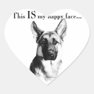 Sticker Cœur Berger allemand visage heureux