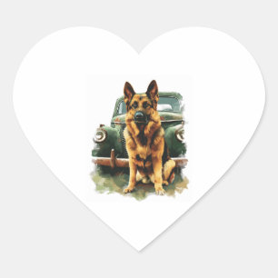 Sticker Cœur Bergers allemands au charme Vintage