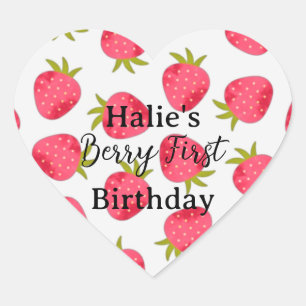 Sticker Cœur Berry première fraise d'anniversaire