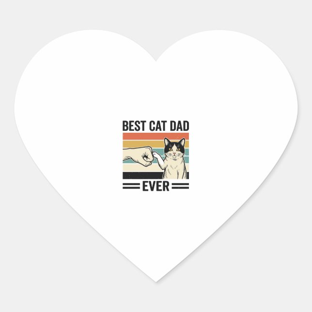 Sticker Cœur Best Cat Dad Ever Retro Cat Fist Bump Shirt_1 (Devant)