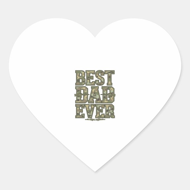 Sticker Cœur Best Dad Ever Camo Vintage Engraving Design_1 (Devant)