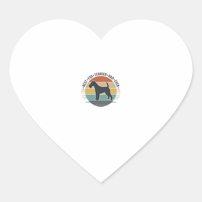 Sticker Cœur Best Fox Terrier Dad Ever Vintage Dog Shirt_1 (Devant)