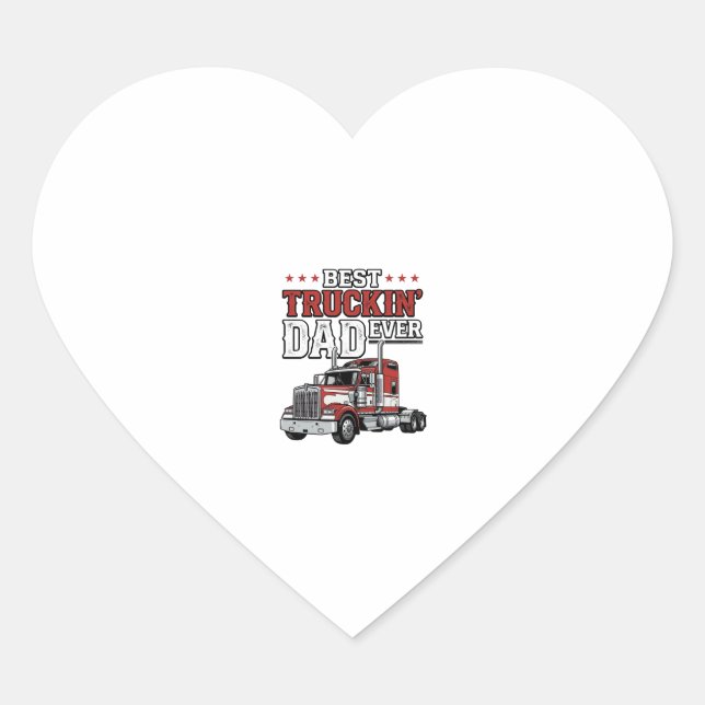 Sticker Cœur Best Truckin Dad Ever Vintage Truck Shirt Design_1 (Devant)