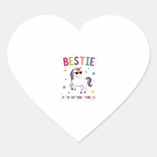 Sticker Cœur Bestie of the Birthday Princess Girl Dabbing Unico (Devant)