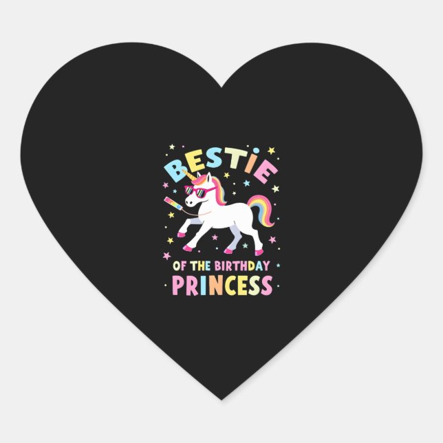 Sticker Cœur Bestie of the Birthday Princess Girl Dabbing Unico (Devant)