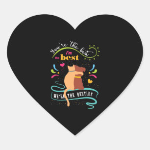 Sticker Cœur Besties Cat et Chien Drôle Citation