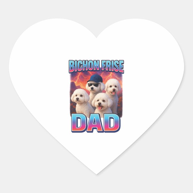 Sticker Cœur Bichon frisé (Devant)