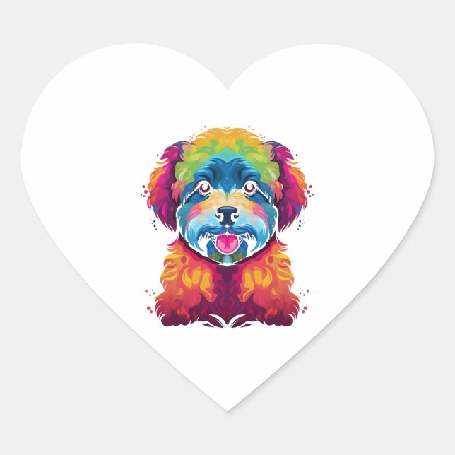 Sticker Cœur Bichon Frise Dog Pop Art (Devant)
