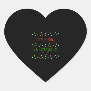 Sticker Cœur Bière Et BBQ Noël En Juillet Cadeau