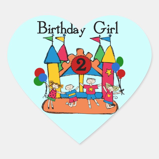 Sticker Cœur Big Bounce Girl 2nd Birthday Tshirts et cadeaux (Devant)