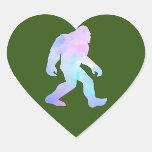 Sticker Cœur Bigfoot à l'aquarelle