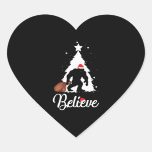 Sticker Cœur Bigfoot Believe Christmas Shirt