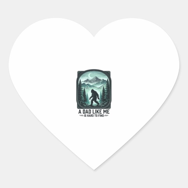 Sticker Cœur Bigfoot Dad Vintage Engraving Funny Father Shirt D (Devant)