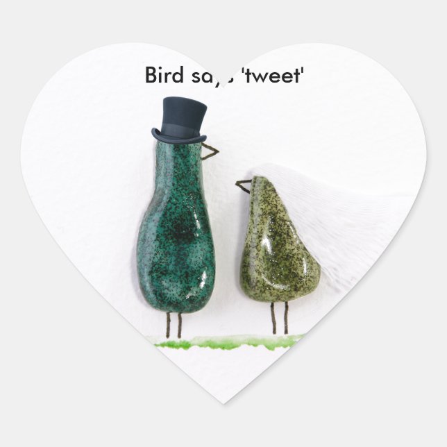 Sticker Cœur Bird dit 'tweet' (Devant)