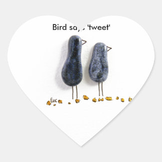 Sticker Cœur Bird dit 'tweet' mignon couple en céramique bleue
