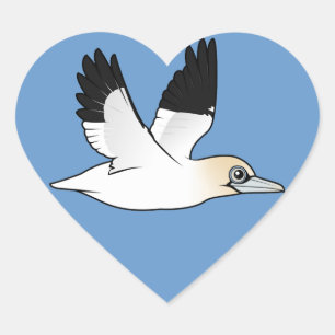 Sticker Cœur Birdorable Flying Northern Gannet