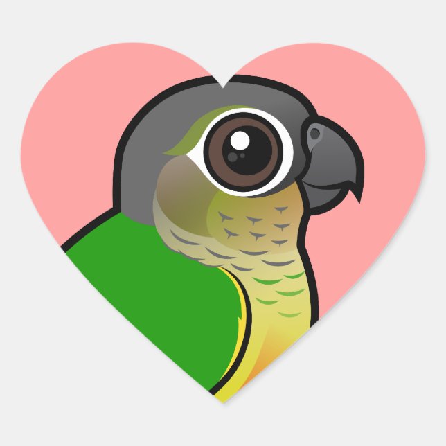 Sticker Cœur Birdorable Jaune-a dégrossi Conure (Devant)