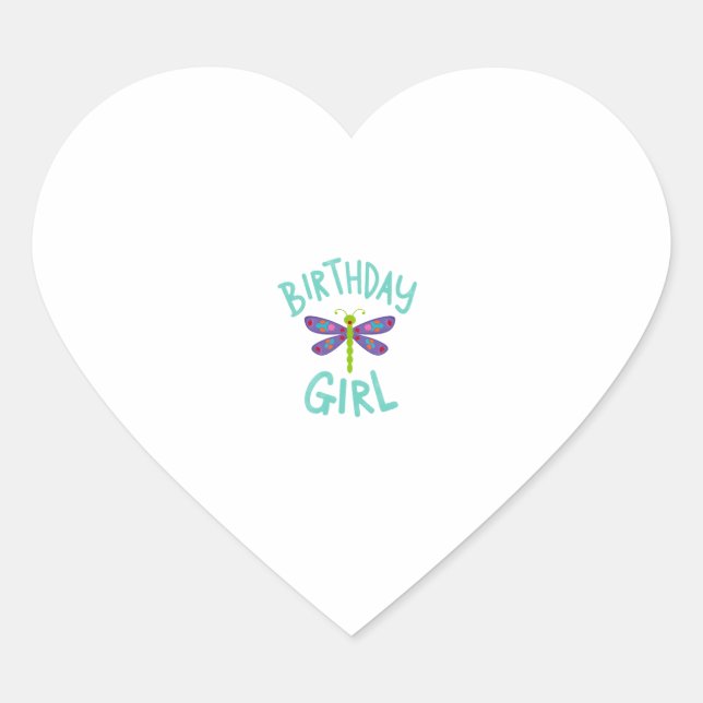 Sticker Cœur Birthday girl shirt Dragonfly birthday party tee s (Devant)
