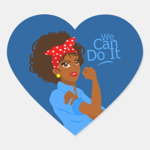 Sticker Cœur black african rosie le riveter on peut le faire