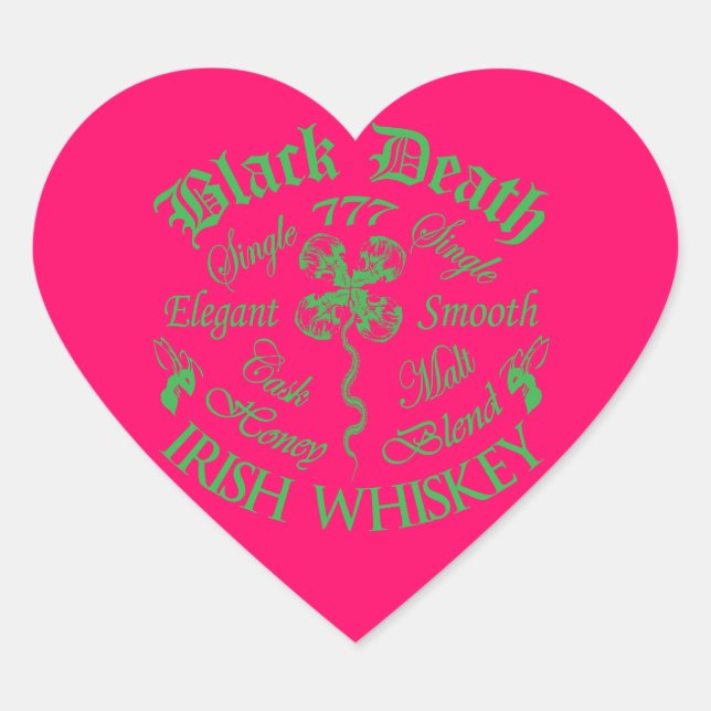 Sticker Cœur Black Death 777 - Honey Irish Whiskey (Devant)