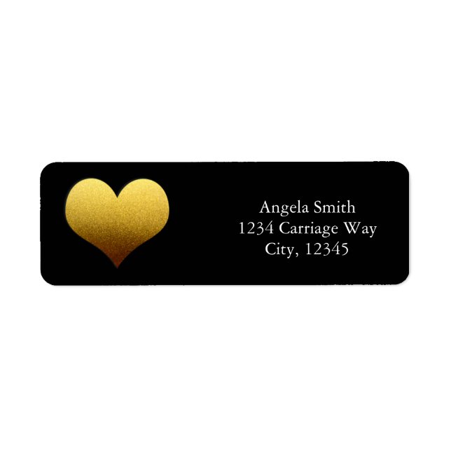 Sticker Coeur Black & Gold Étiquettes de adresse (Devant)