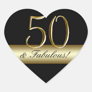 Sticker Cœur Black Metallic Gold 50e anniversaire