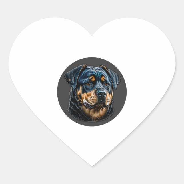 Sticker Cœur Black Rottweiler (Devant)