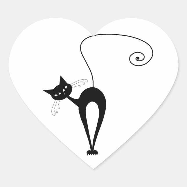 Sticker Cœur Blacksy Kitty 3 noir (Devant)