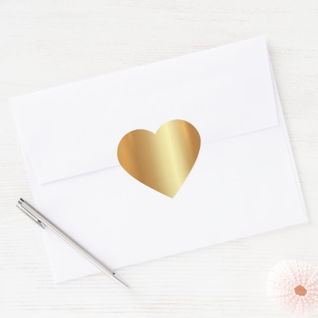 Sticker Cœur Blank Modèle Custom Modern Elegant Or (Enveloppe)
