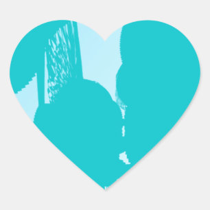 Sticker Cœur bleu 7748 art abstrait