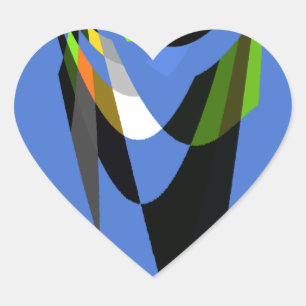 Sticker Cœur Bleu Africain Tribal Motif Motif Art Imprimer