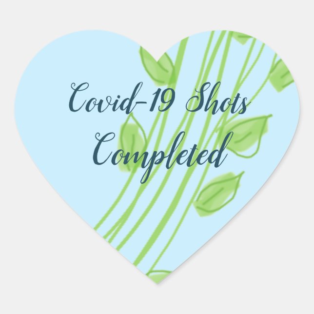 Sticker Cœur Bleu Clair Avec Design Feuille Verte Accentué (Devant)