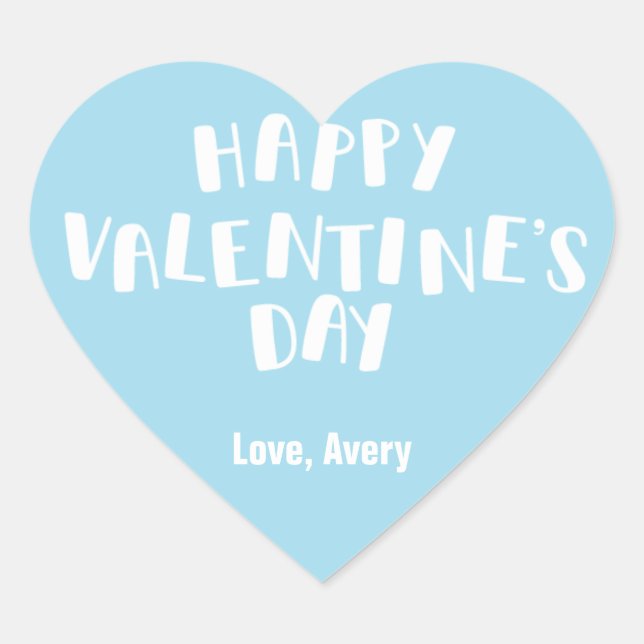 Sticker Cœur Bleu clair Bonne Saint-Valentin (Devant)