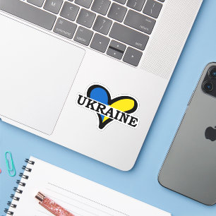 Sticker Cœur bleu et jaune, couleurs du drapeau ukrainien