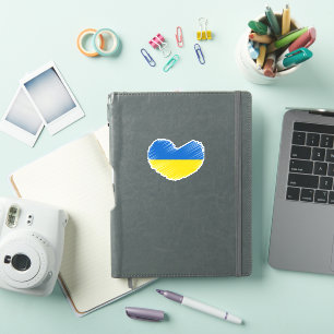 Sticker Coeur bleu et jaune, drapeau ukrainien