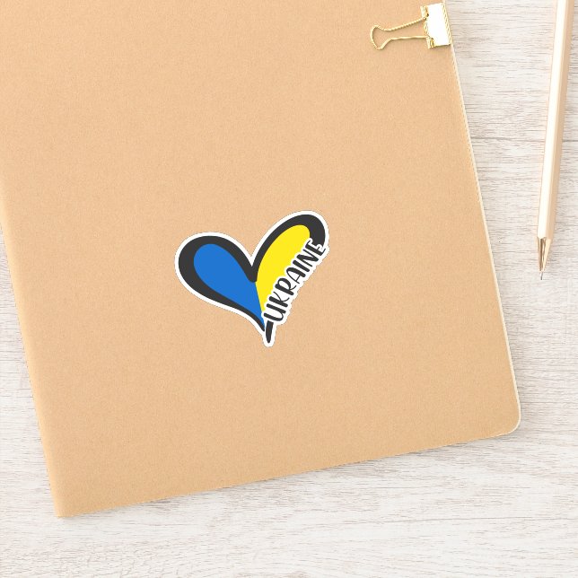 Sticker Coeur bleu et jaune, drapeau ukrainien (Carnet)