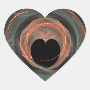 Sticker Cœur Bleu et Rouge Fractal Art Encerclé Coeur