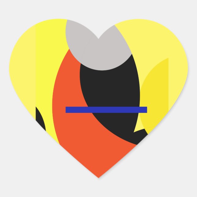 Sticker Cœur Bleu jaune Art Abstrait (Devant)