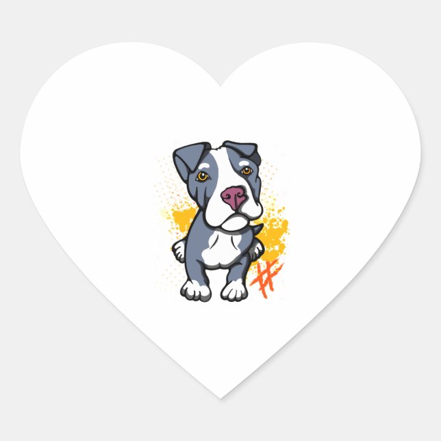 Sticker Cœur Bleu Pit Bull (Devant)