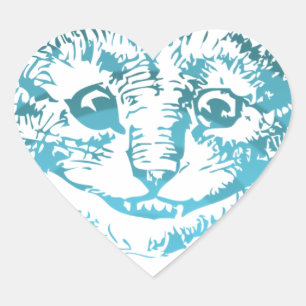 Sticker Cœur Bleu rayé de chat de Cheshire
