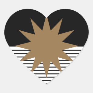 Sticker Cœur Blocage noir blanc et soleil Brown