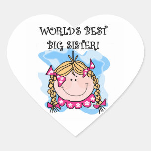 Sticker Cœur Blond World's Best Big Sister Gifts