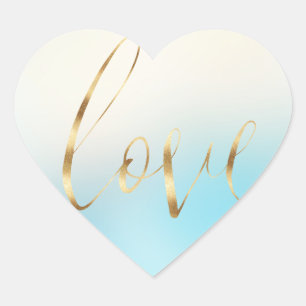 Sticker Cœur Blue Ombre Gold Love