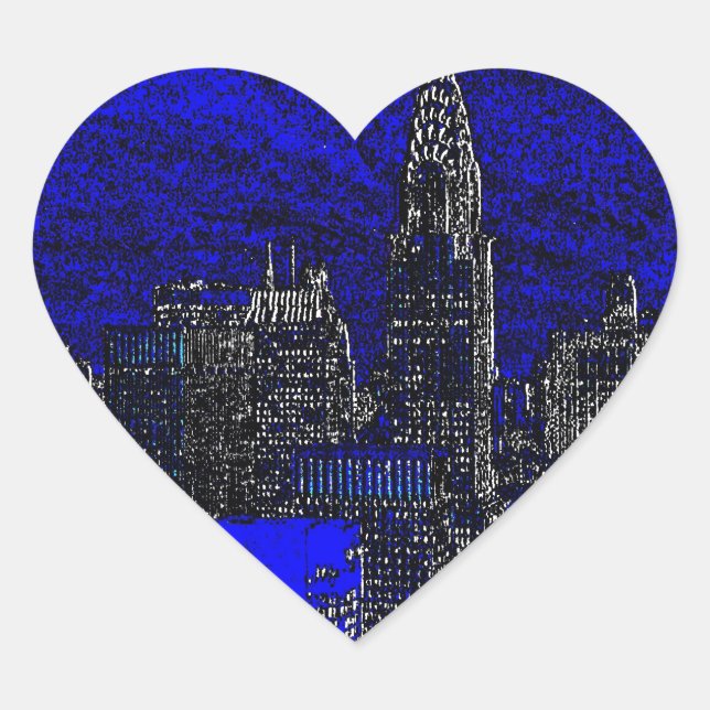 Sticker Cœur Blue Pop Art New York (Devant)