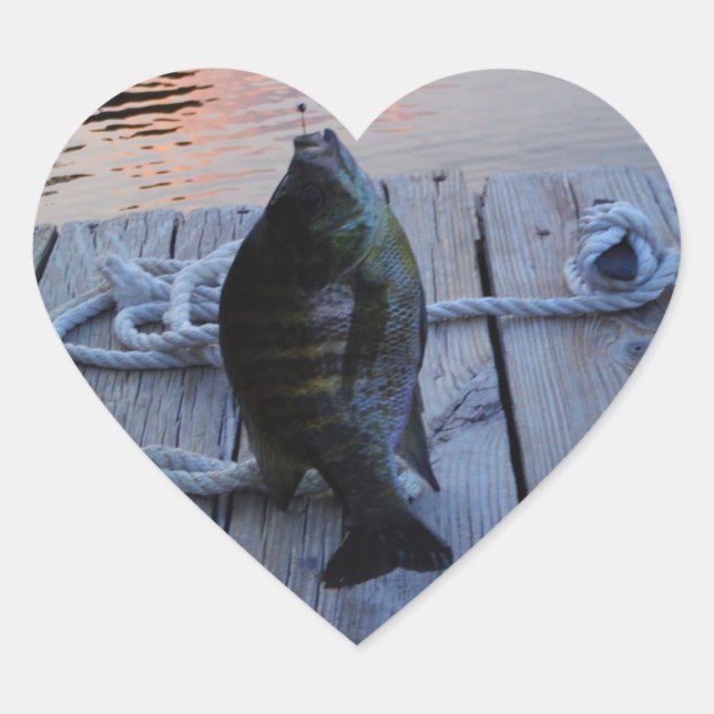 Sticker Cœur Bluegill au coucher du soleil Lac Arrowhead (Devant)